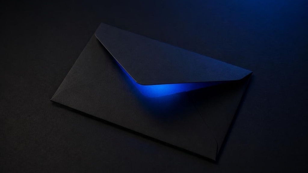 enveloppe entrouverte, lumiere bleue