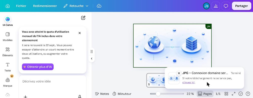 Schéma abstrait de la connexion entre un nom de domaine et un serveur web